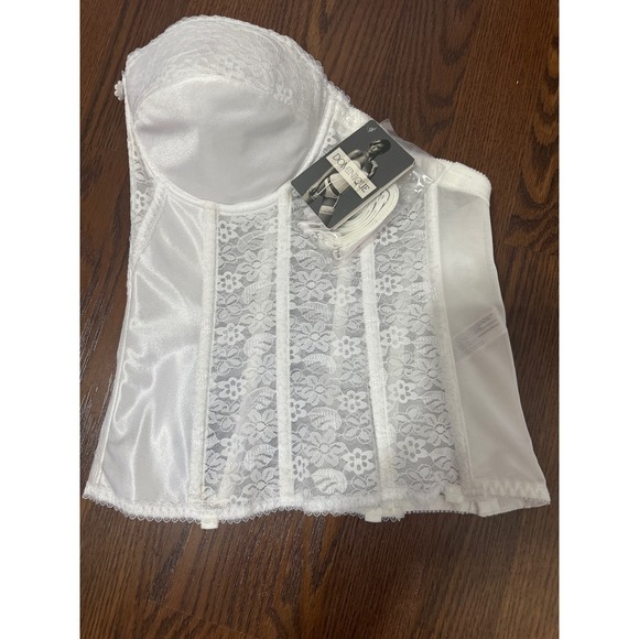 Dominique White Lace Corset Bustier Lingerie Strapless Bridal Wedding siz 32DD/E - Picture 4 of 14